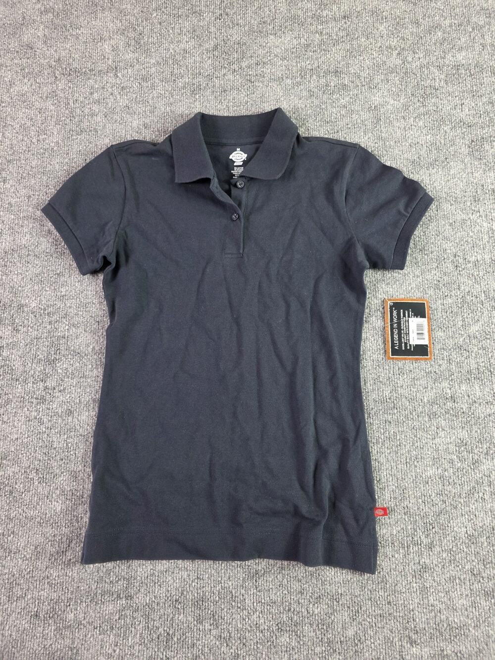 Dickies Girls Medium Short Sleeve Polo Shirt School Uniform Top Navy Blue